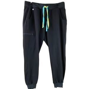 Figs Technical Collection Scrub Pants Size L Black Drawstring Jogger